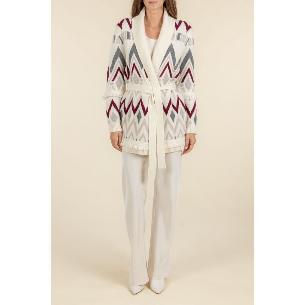 TSE cashmere JACQUARD INTARSIA CARDIGAN M